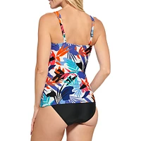 Printed D-Cup Crossover Tankini Top