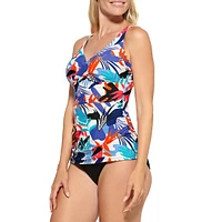 Printed D-Cup Crossover Tankini Top