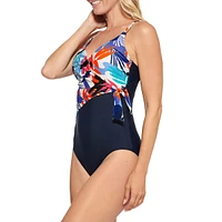 Printed One-Piece Crissover Swimsuit