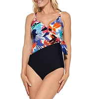 Printed One-Piece Crissover Swimsuit