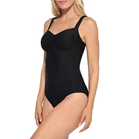 Textured Faux Bandeau One-Piece Swimsuit