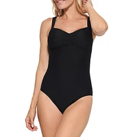 Textured Faux Bandeau One-Piece Swimsuit