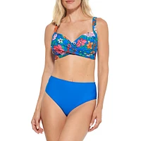 Floral-Print D-Cup Crossover Bikini Top