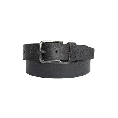 Signature Pebbled Leather & Brasstone Buckle Belt