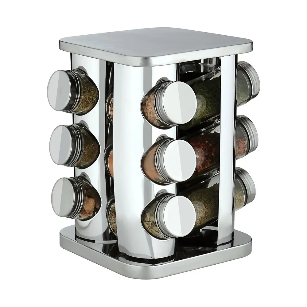 12-Piece Spice Bottle Square Carousel Set