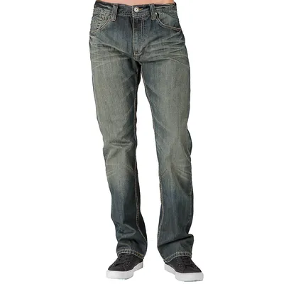Men's Relaxed Straight Premium Denim Jeans Handcrafted Faded Rustic Tint
