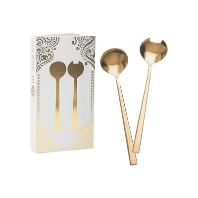 Set of 2 Gold-Finished Stainless Steel Salad Servers