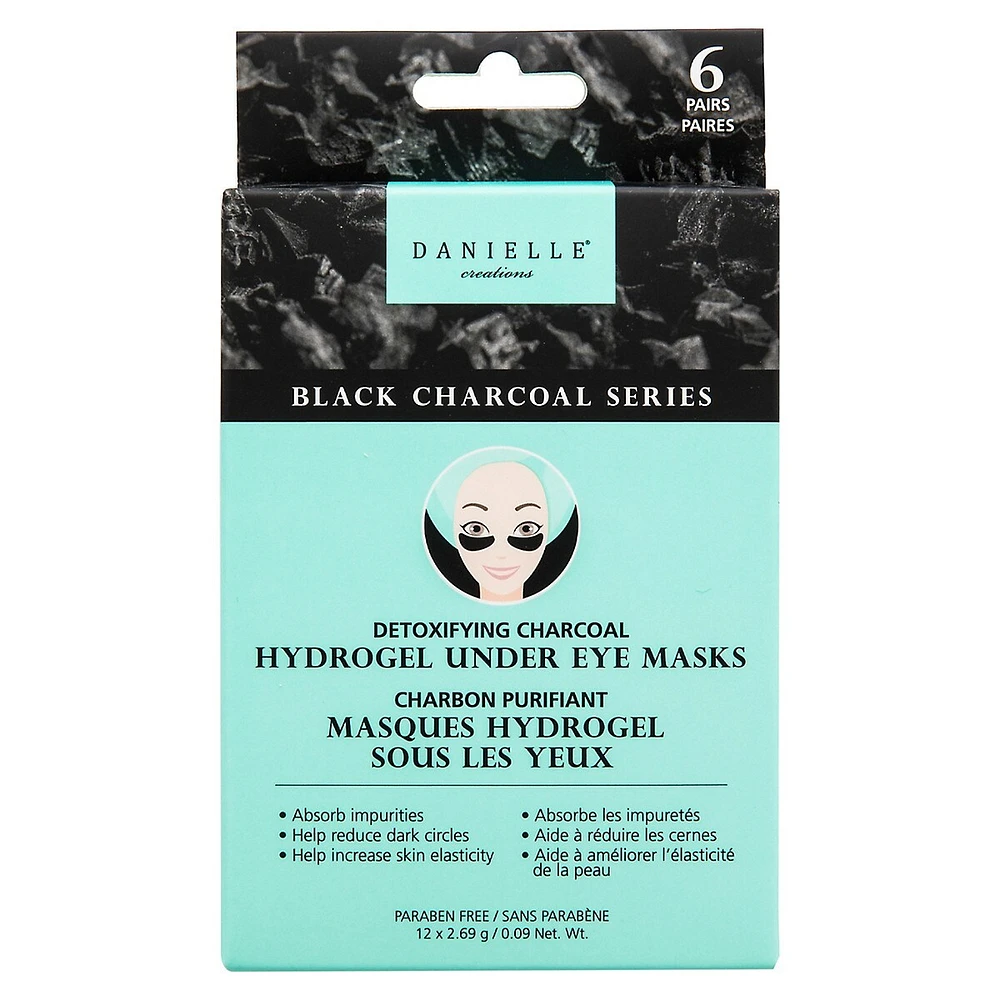 6 paires de masques hydrogel sous les yeux au charbon détoxifiant
