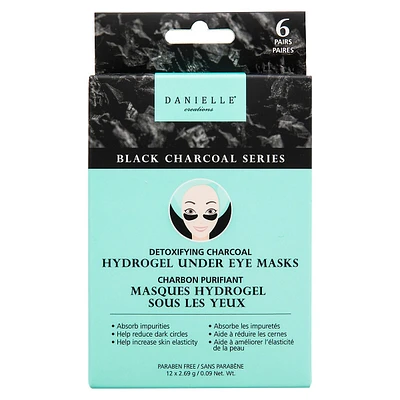 6 paires de masques hydrogel sous les yeux au charbon détoxifiant