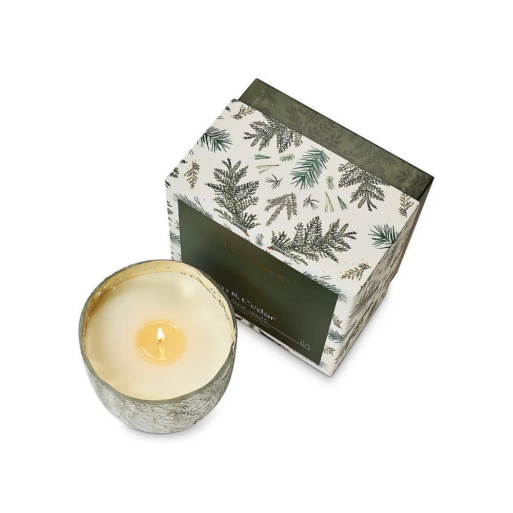 Balsam & Cedar Large Boxed Crackle Glass Candle