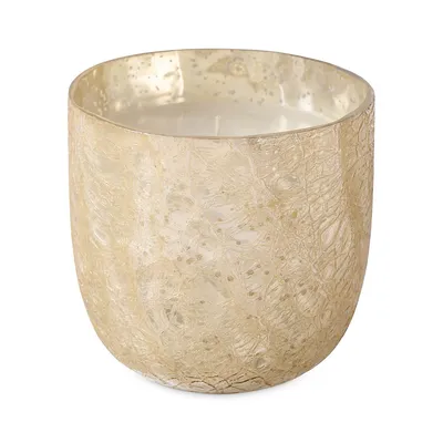 Winter White Large Boxed Crackle Glass Candle