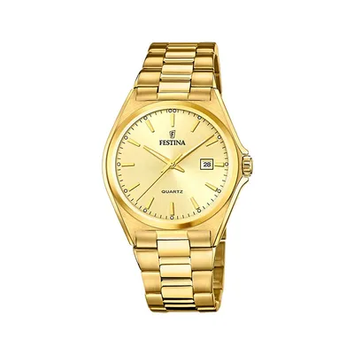 Classic Metal Stainless Steel Watch In Gold