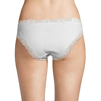 Lace-Trimmed Cotton Bikini Panty