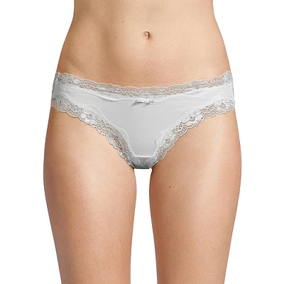 Lace-Trimmed Cotton Bikini Panty