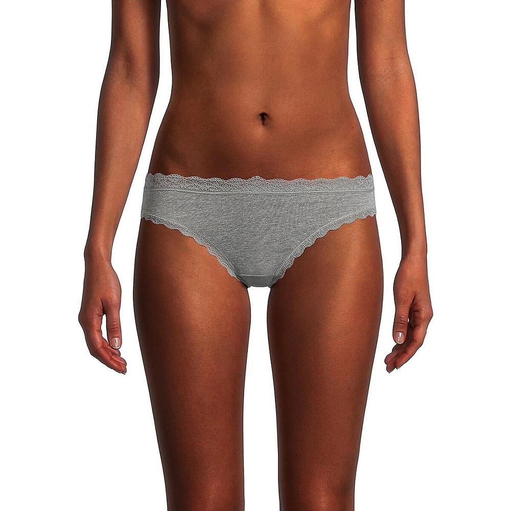 Culotte bikini bordée de coton dentelle