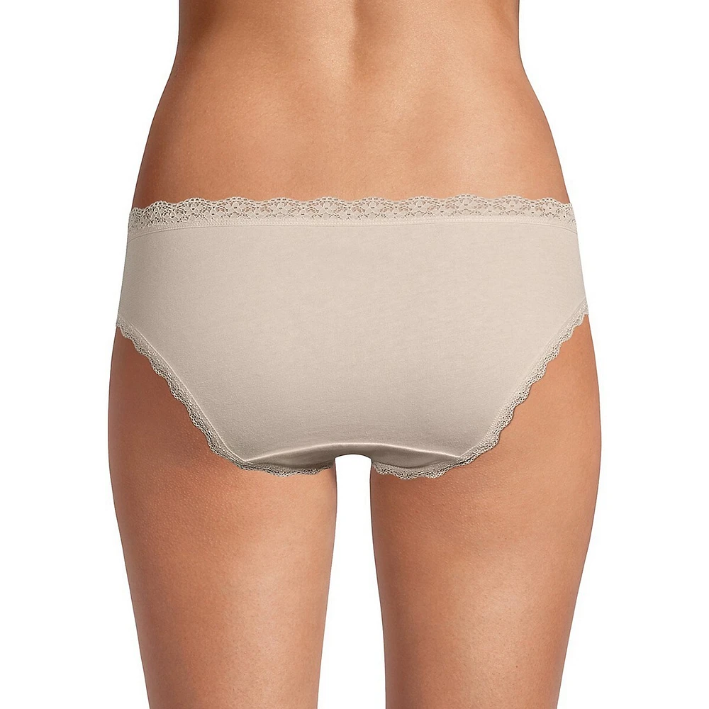 Lace-Trimmed Cotton Bikini Panty