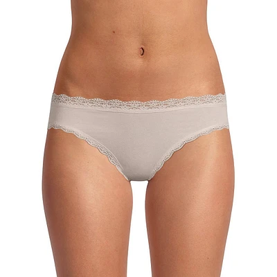 Lace-Trimmed Cotton Bikini Panty