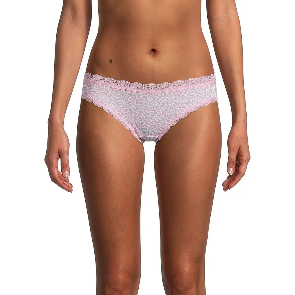 Classic Printed Lace-Trim Bikini Panty