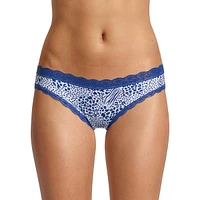 Classic Printed Lace-Trim Bikini Panty