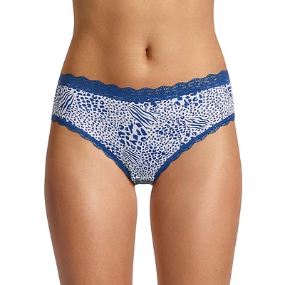 Printed Lace-Trim Hipster