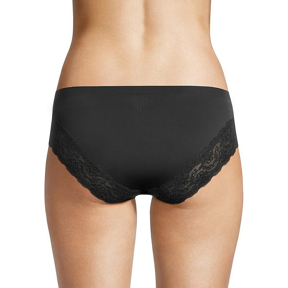 Lace-Trim Microfibre Hipster Briefs