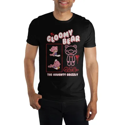 Gloomy Bear & Pity Poses Blood Kanji Black T-shirt