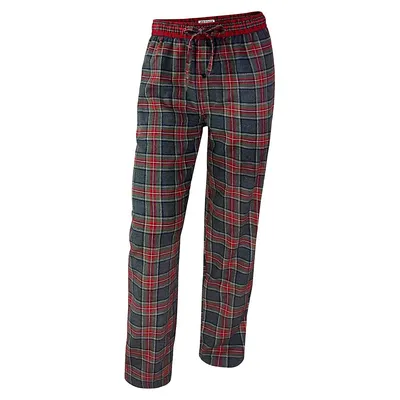 Pantalon de pyjama coton avec bande contrastante à carreaux en flanelle