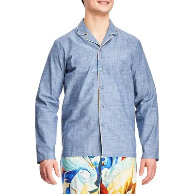 Notch-Lapel Chambray Pyjama Shirt