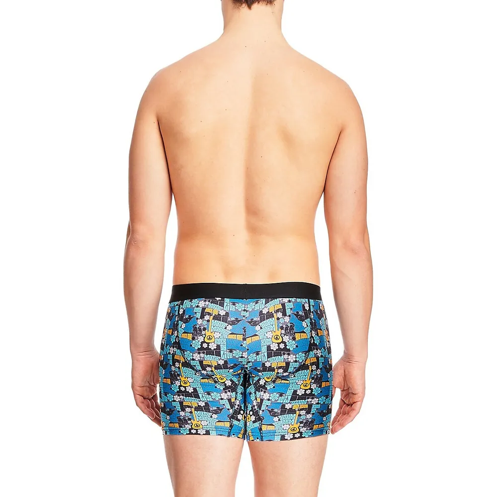 Rock N' Roll Printed No-Pouch Boxer Briefs