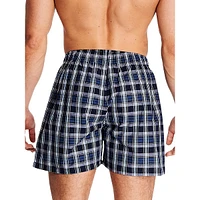 Check-Print Cotton Poplin Sleep Briefs