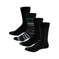 Men's 4-Pair Solid & Pattern Crew Socks