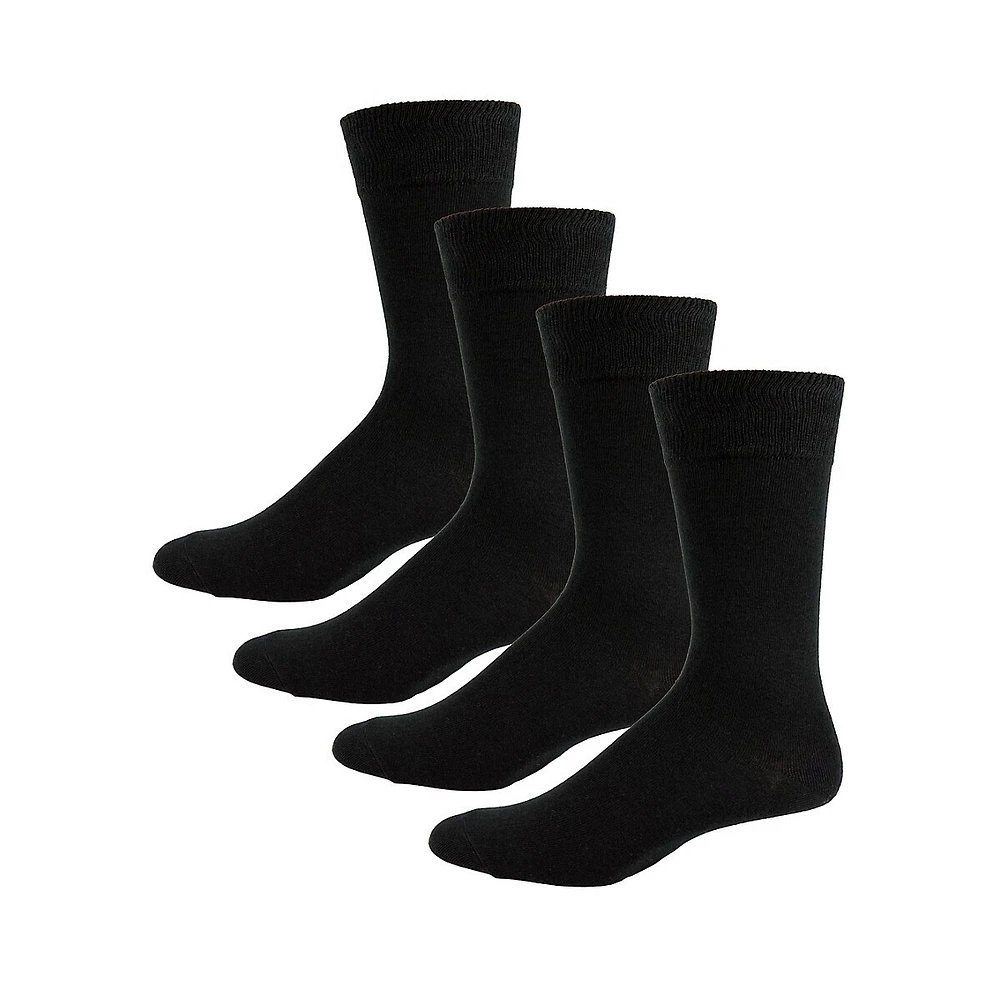 Men's 4-Pair Solid Crew Socks