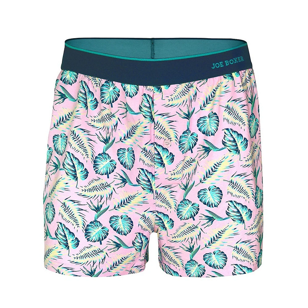 Pink Palm Loose Boxer Briefs