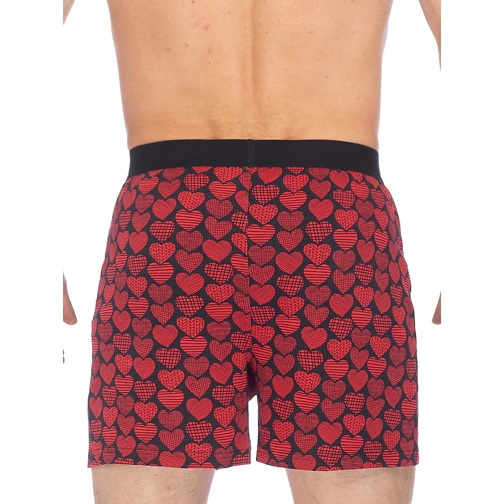 Heart-Print Organic Cotton Loose Boxer Briefs