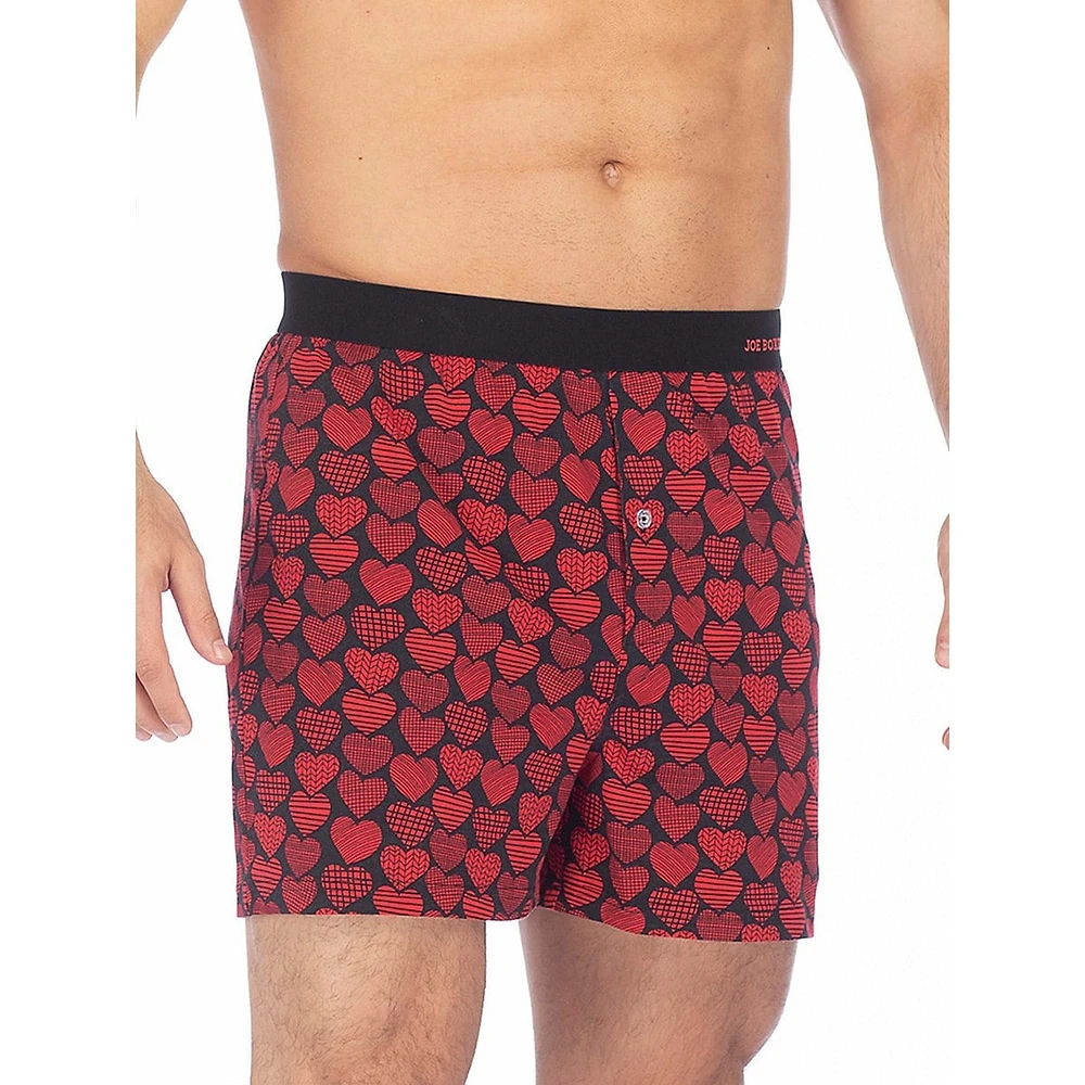 Heart-Print Organic Cotton Loose Boxer Briefs