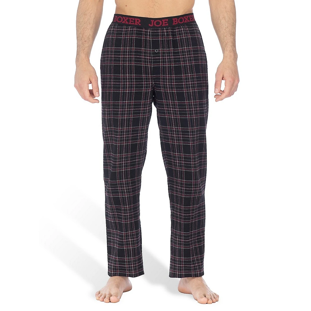 Classic-Fit Logo-Waistband Plaid Flannel Pants