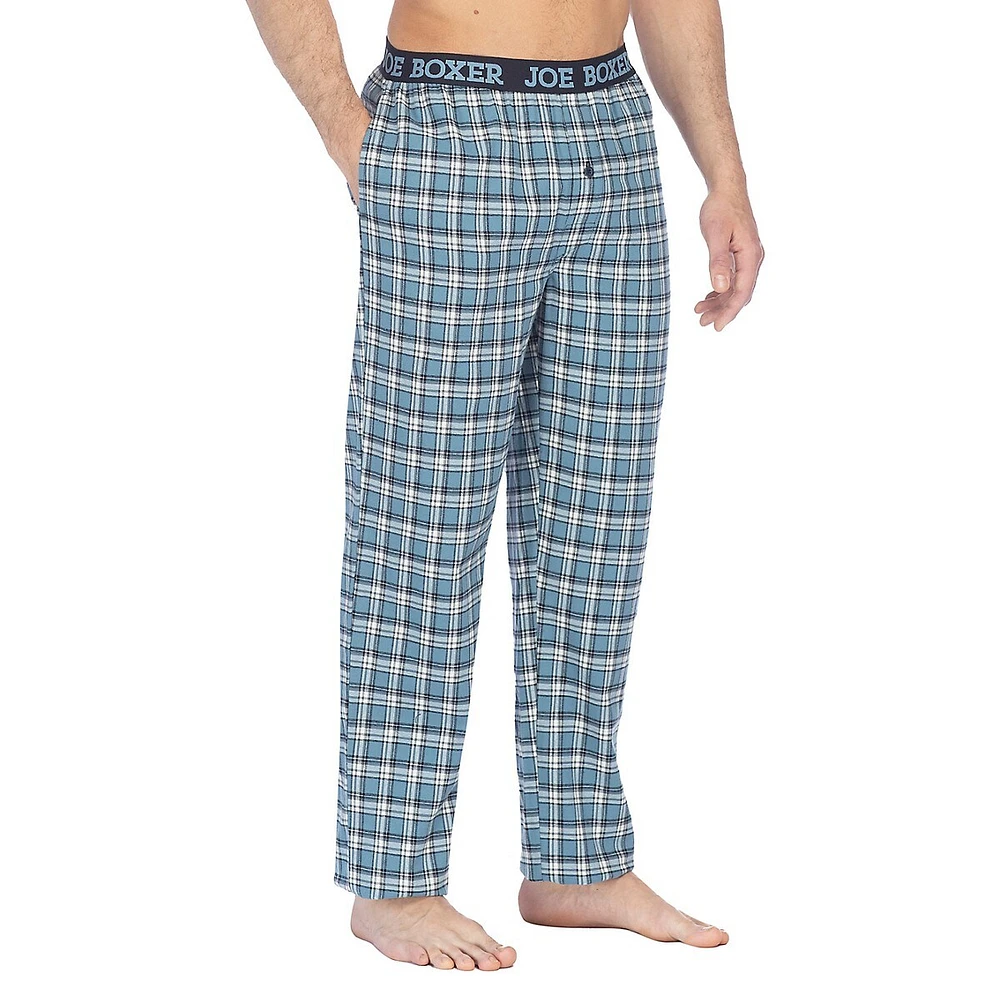 Classic-Fit Logo-Waistband Plaid Flannel Pants