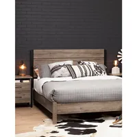 Munich Full-Queen Headboard - Weathered Oak and Matte Black