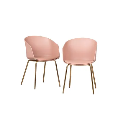 Set of 2 Flam Dining Chairs with Metal Legs