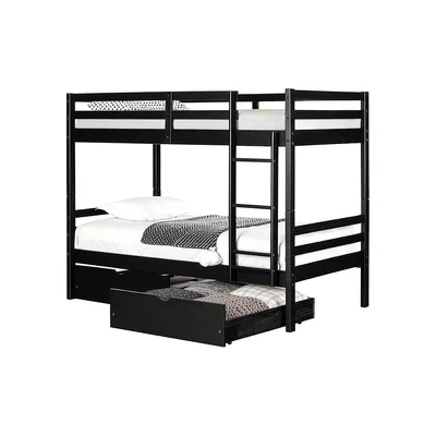 Fakto Solid Wood Bunk Bed With Rolling Drawers