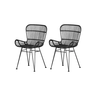 Balka Rattan Dining Chair with Armrests 2-Piece Set