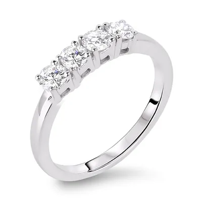 10k White Gold 0.60 Cttw Canadian Diamonds 4 Stone Anniversary Ring