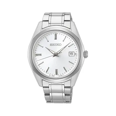 White Dial & Silvertone Stainless Steel Bracelet Watch SUR307P1