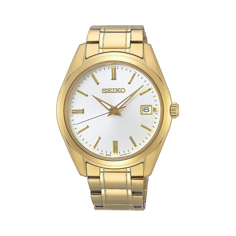 White Dial & Goldplated Stainless Steel Bracelet Watch SUR314P1