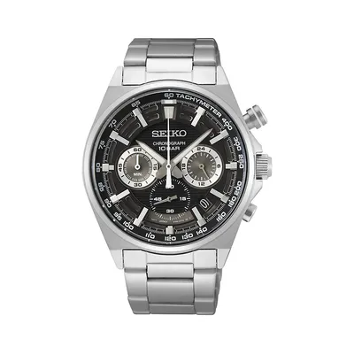 Charcoal Black Dial & Stainless Steel Chronograph Bracelet Watch SSB397P1