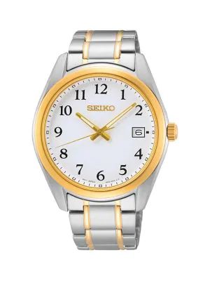 Seiko Dualtone Gold Plated Stainless Steel White Dial Bracelet Watch  SUR460P1 | Bramalea City Centre