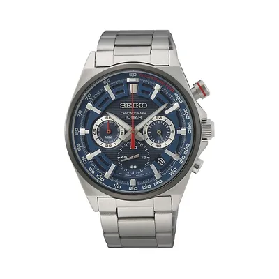 Chronograph Navy Blue Dial & Stainless Steel Tach Watch SSB407P1