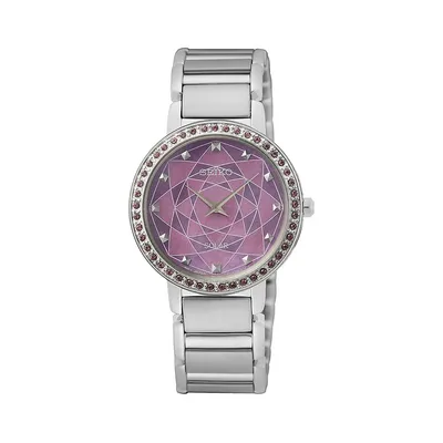 Pink & Lavender Mother-of-Pearl Stainless Steel Solar Watch SUP453P1