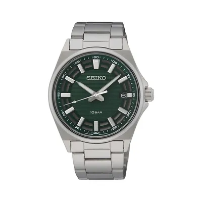 Stainless Steel & Dark Green Dial Bracelet Watch SUR503P1