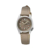 Montre automatique en cuir de vison blanc cassé 5 SRE005K1F